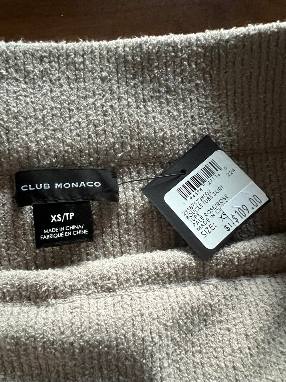 NWT Club Monaco Ribbed Midi Skirt in Pale Rose XS